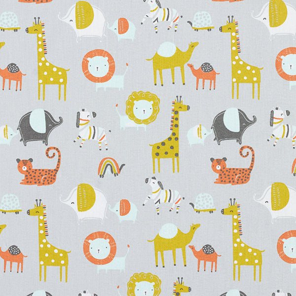 Safari Animals Organic Cotton Poplin Fabric - Pound Fabrics