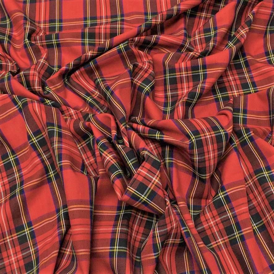 Red and Black Tartan Cotton Fabric (6537060384791)